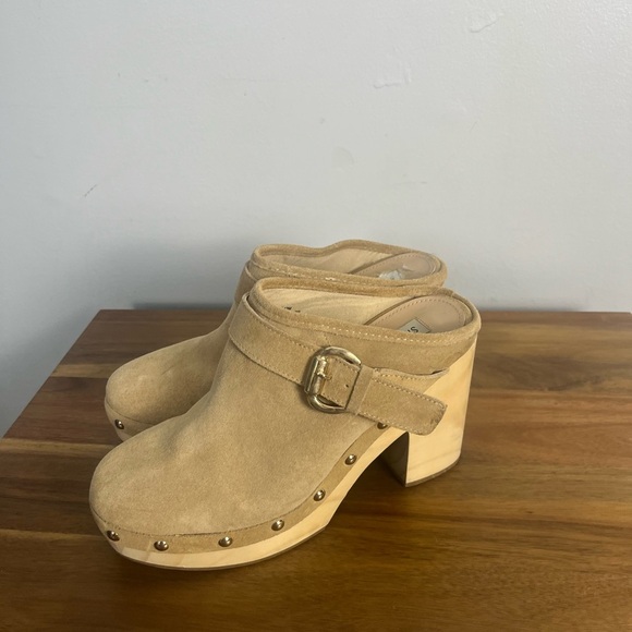 Steve Madden Hilde Tan Suede Leather Studded Clogs size 10 - Picture 4 of 9